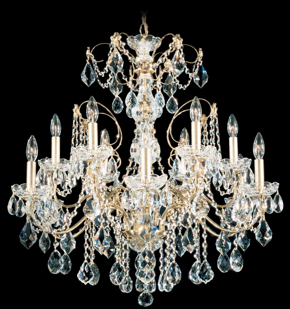 Century 12 Light 120V Chandelier in Black with Heritage Handcut Crystal