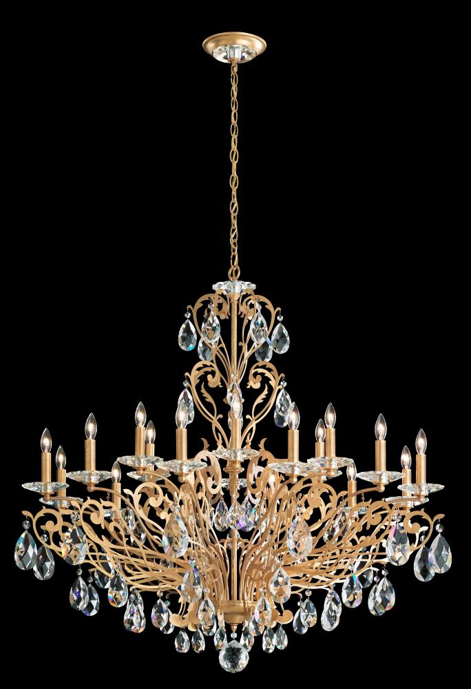 Filigrae 18 Light 120V Chandelier in Heirloom Gold with Heritage Handcut Crystal