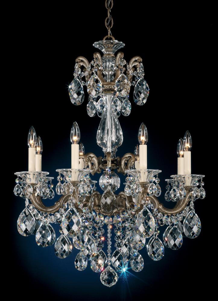 La Scala 8 Light 120V Chandelier in Parchment Gold with Heritage Handcut Crystal