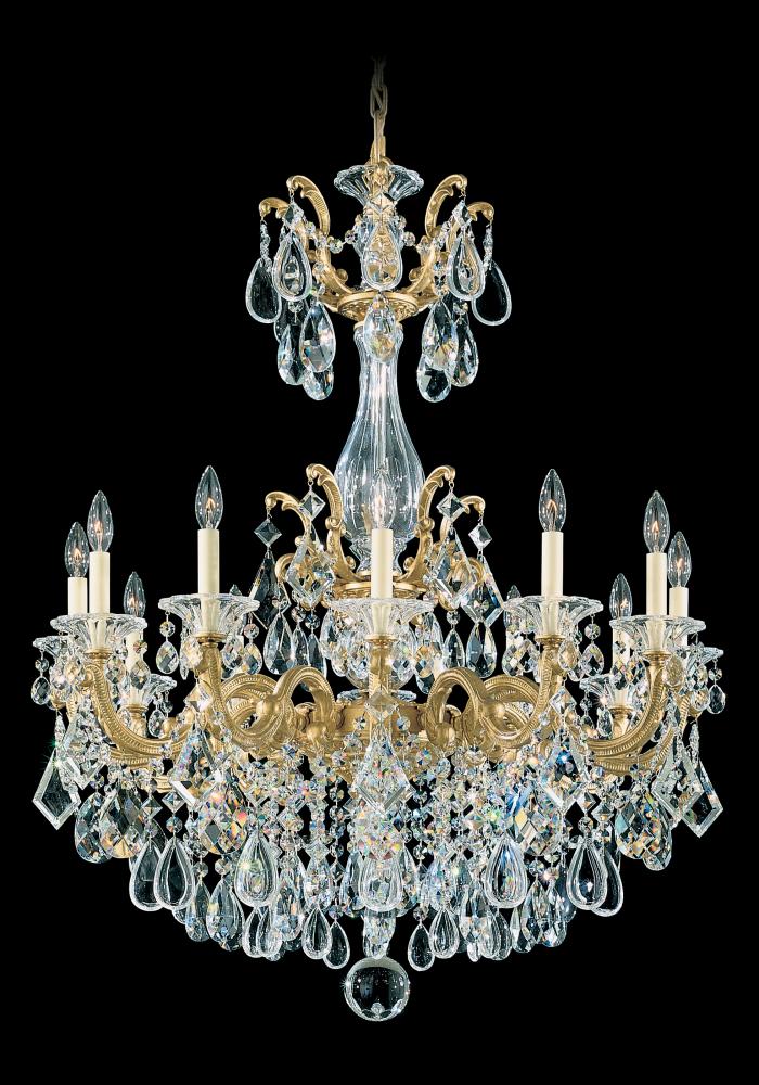 La Scala 12 Light 120V Chandelier in Antique Silver with Heritage Handcut Crystal