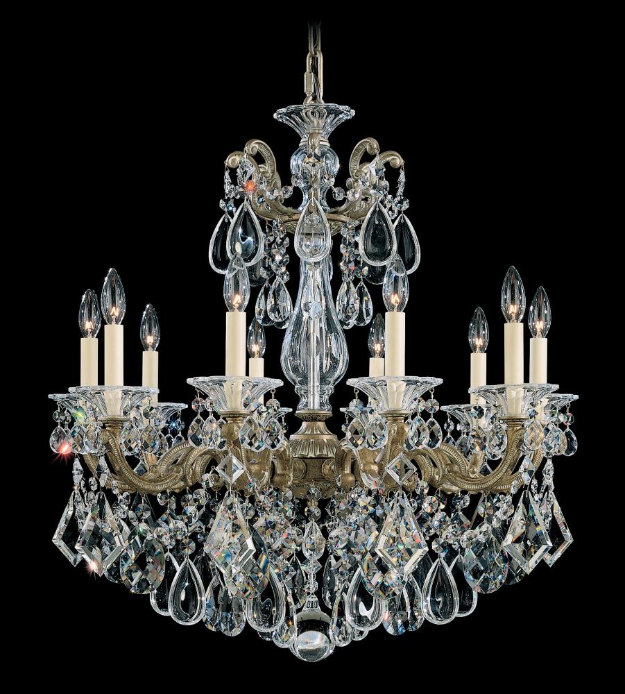 La Scala 10 Light 120V Chandelier in Antique Silver with Heritage Handcut Crystal