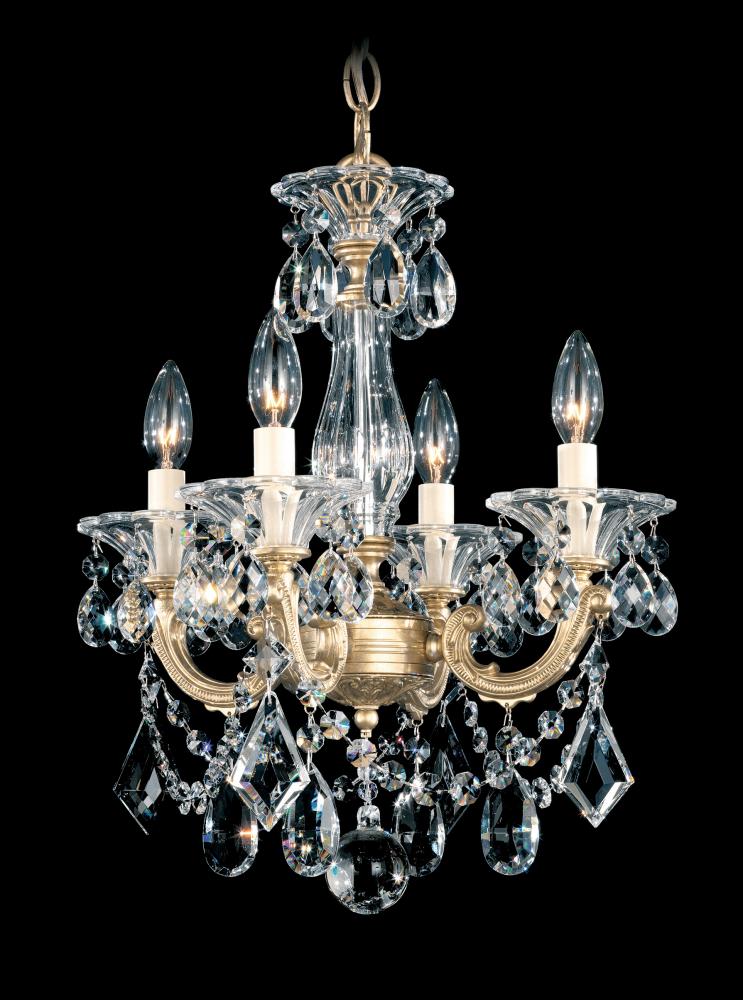 La Scala 4 Light 120V Chandelier in Etruscan Gold with Heritage Handcut Crystal