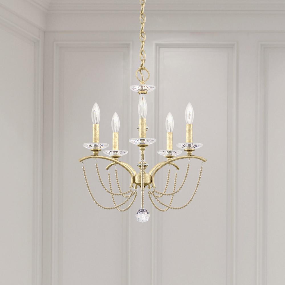 Priscilla 5 Light 120V Chandelier in Heirloom Silver with Bronze Pearl