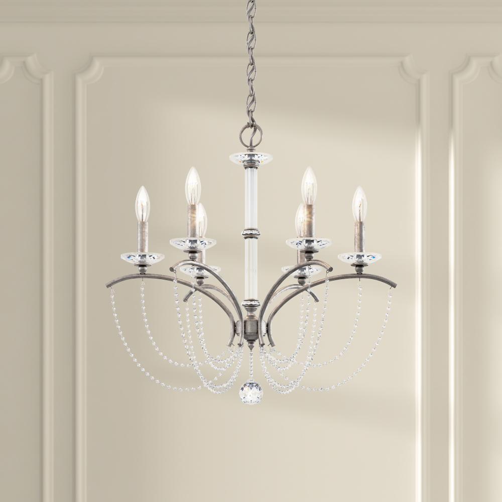 Priscilla 6 Light 120V Chandelier in Heirloom Silver with Bronze Pearl