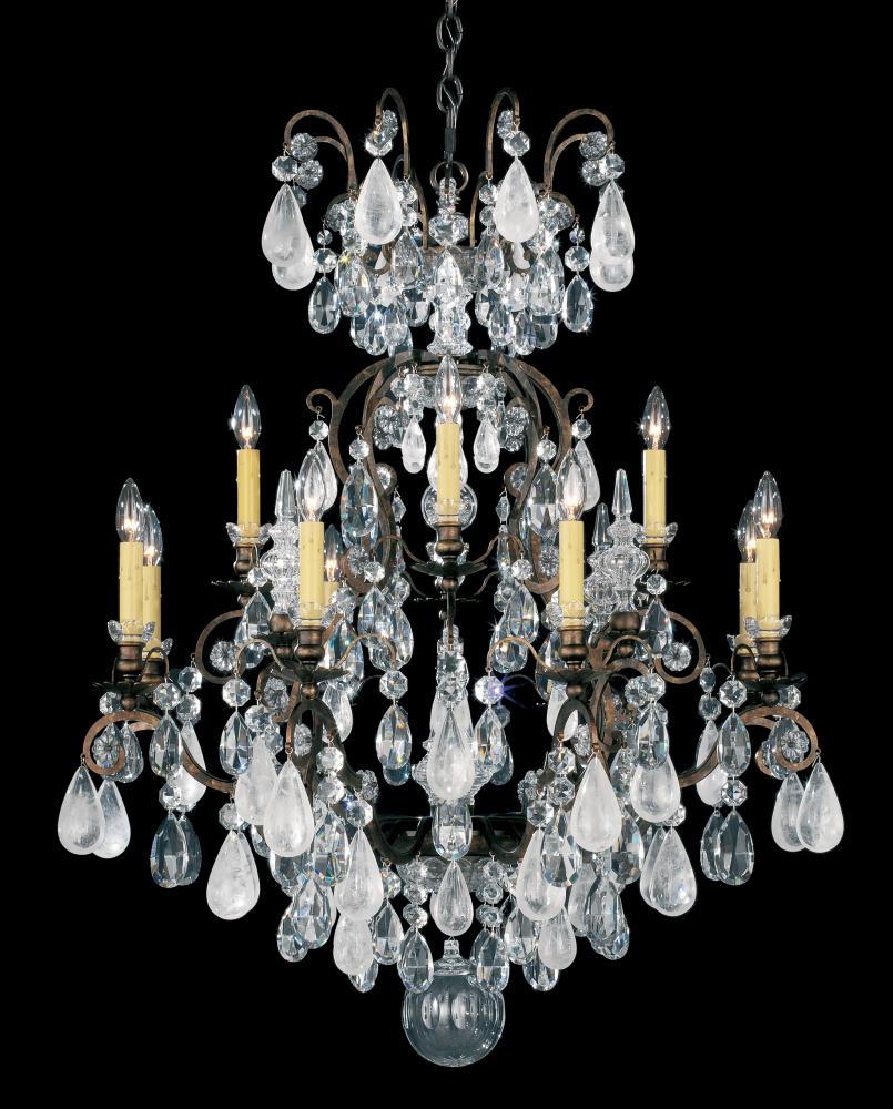 Renaissance Rock Crystal 13 Light 120V Chandelier in Heirloom Gold with Amethyst & Black Diamond Q