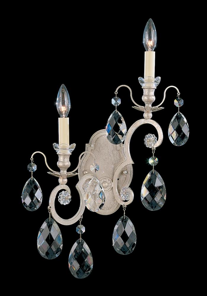 Renaissance 2 Light 120V Wall Sconce in Antique Silver with Crystals from Swarovski®