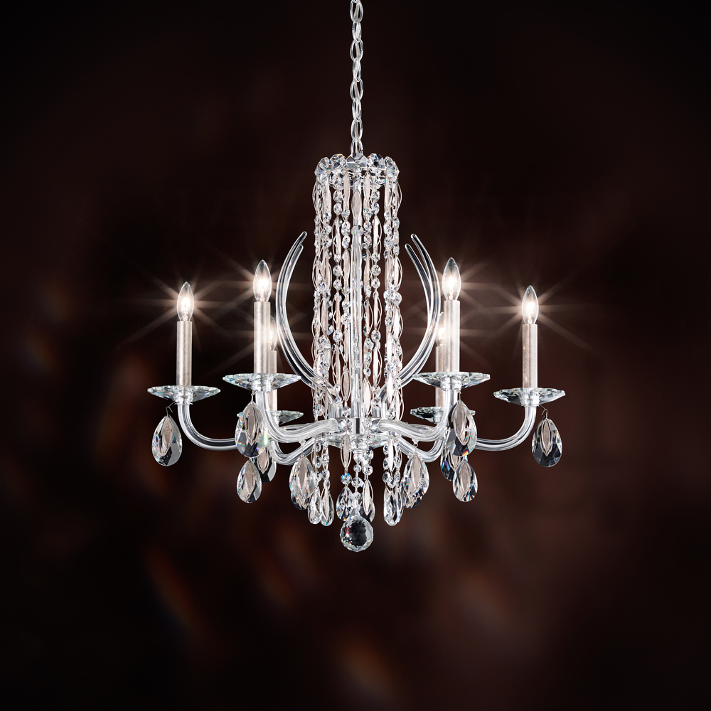 Siena 6 Light 120V Chandelier in Antique Silver with Radiance Crystal