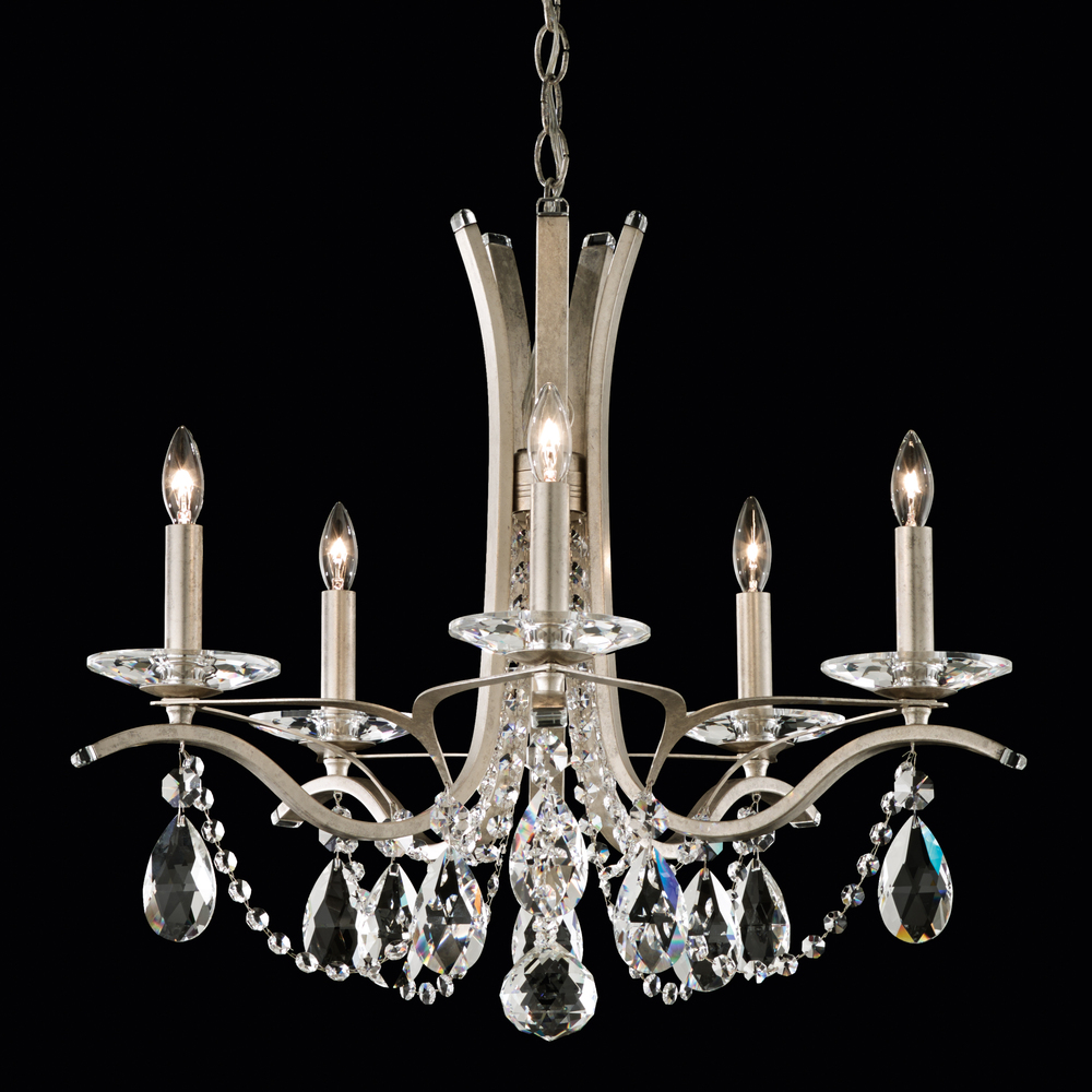 Vesca 5 Light 120V Chandelier in Antique Silver with Heritage Handcut Crystal