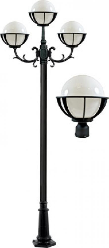 CAST ALUM 10" GLOBE POST LIGHT FIX 3 X 9W LED 85-265V