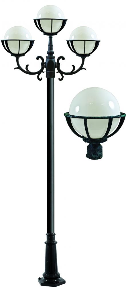 CAST ALUM 10" GLOBE POST LIGHT FIX 3 X 16W LED 120V