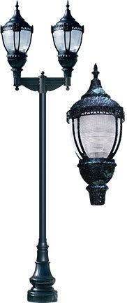 CAST ALUM DRK TOP DECO BASE ACORN FIX 2 X 120W LED 120