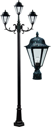 Dabmar GM1303-LED16-VG - DANIELLA POST THREE LIGHT FIX W/ CLEAR GLASS 3 X LED 1