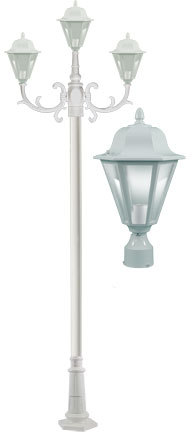 Dabmar GM1303-LED16-W - DANIELLA POST THREE LIGHT FIX W/ CLEAR GLASS 3 X LED 1