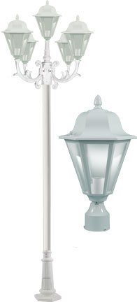 Dabmar GM1305-LED16-W - DANIELLA POST FIVE LIGHT FIX W/ CLEAR GLASS 5 X LED 16