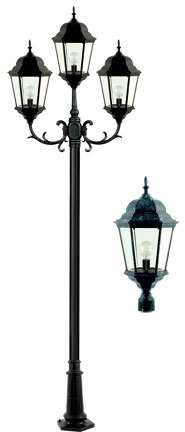 Dabmar GM2303-LED30-VG - 3 LIGHT POST TOP FIX W/ CLEAR GLASS LED 30W 120V