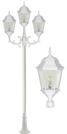 Dabmar GM2303-LED30-W - 3 LIGHT POST TOP FIX W/ CLEAR GLASS LED 30W 120V