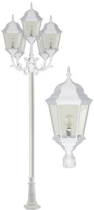 Dabmar GM2305-LED30-W - 5 LIGHT POST TOP FIX W/ CLEAR GLASS LED 30W 120V