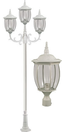 Dabmar GM3003-LED16-W - VICTORIA POST THREE LIGHT FIX 3 X LED 16W 120V