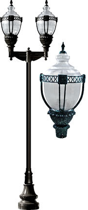 Dabmar GM8940-LED120-VG - CAST ALUM CLR TOP DECO BASE ACORN FIX 2 X 120W LED 120