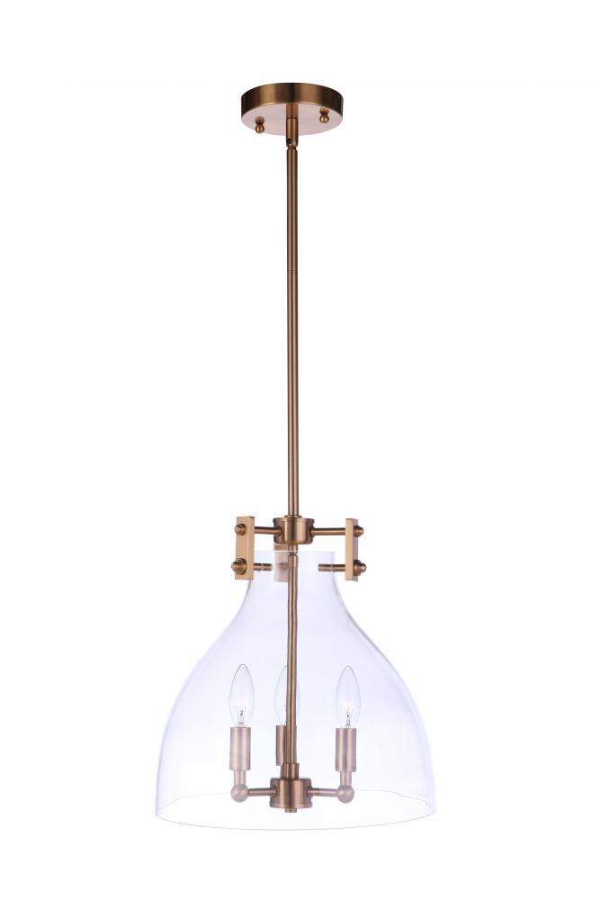 Chardonnay 3 Light Pendant in Satin Brass