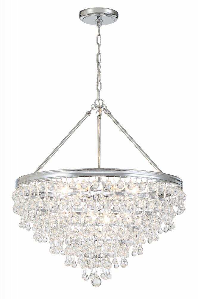 Calypso 8 Light Crystal Teardrop Polished Chrome Chandelier