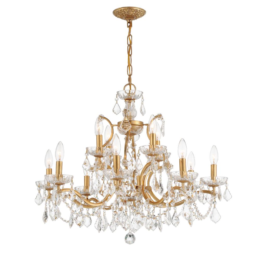 Filmore 12 Light Spectra Crystal Antique Gold Chandelier