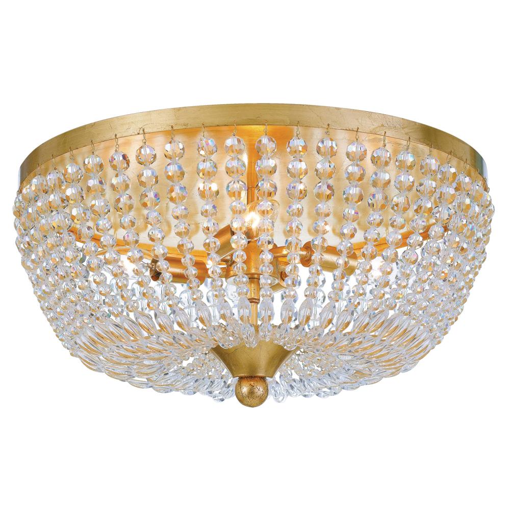 Rylee 4 Light Antique Gold Flush Mount