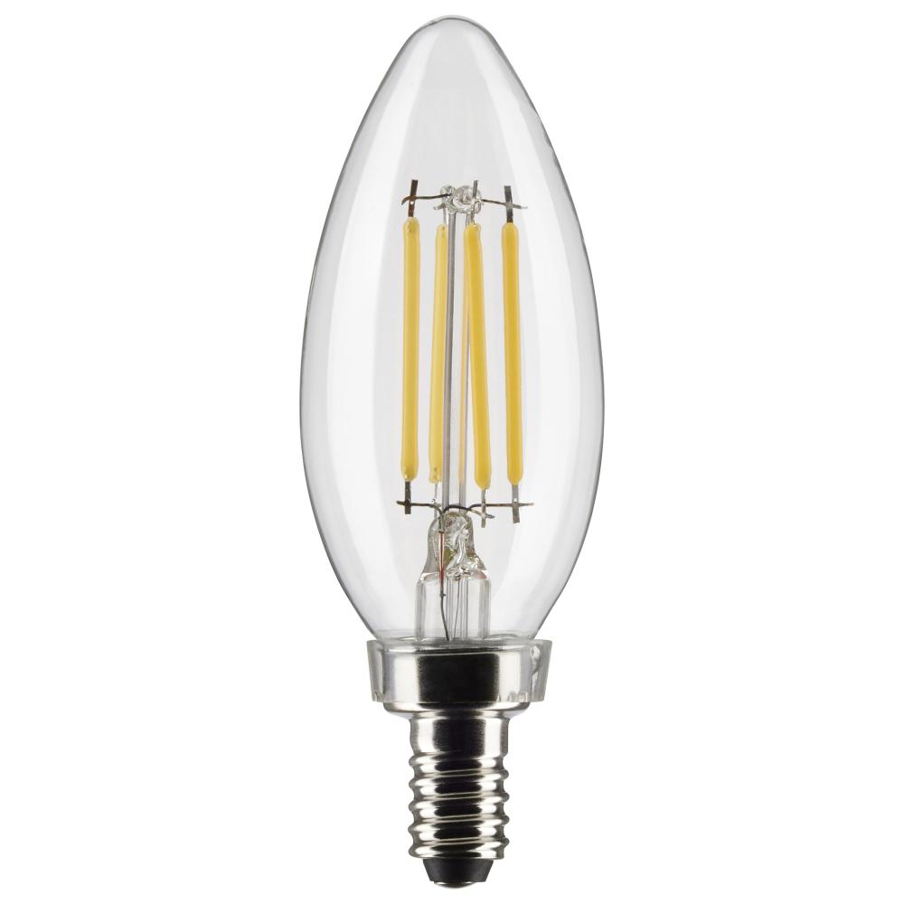 4 Watt B11 LED; Clear; Candelabra base; 90 CRI; 5000K; 120 Volt