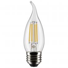 Satco Products Inc. S21313 - 4 Watt CA10 LED; Clear; Medium base; 90 CRI; 3000K; 120 Volt