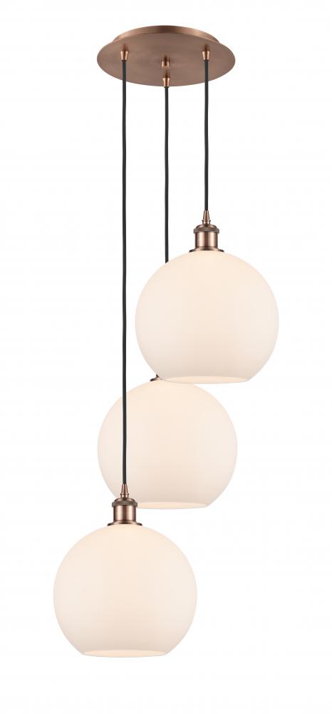 Athens - 3 Light - 17 inch - Antique Copper - Cord Hung - Multi Pendant