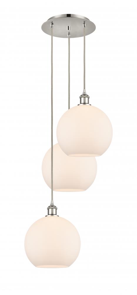 Athens - 3 Light - 17 inch - Polished Nickel - Cord Hung - Multi Pendant