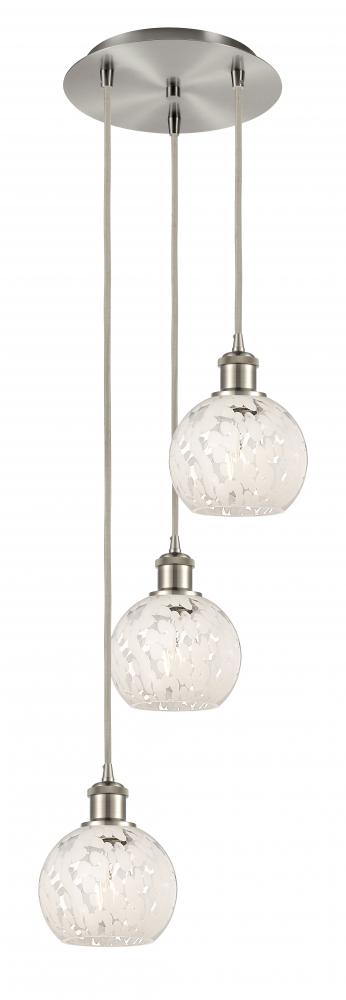 White Mouchette - 3 Light - 13 inch - Brushed Satin Nickel - Cord Hung - Multi Pendant