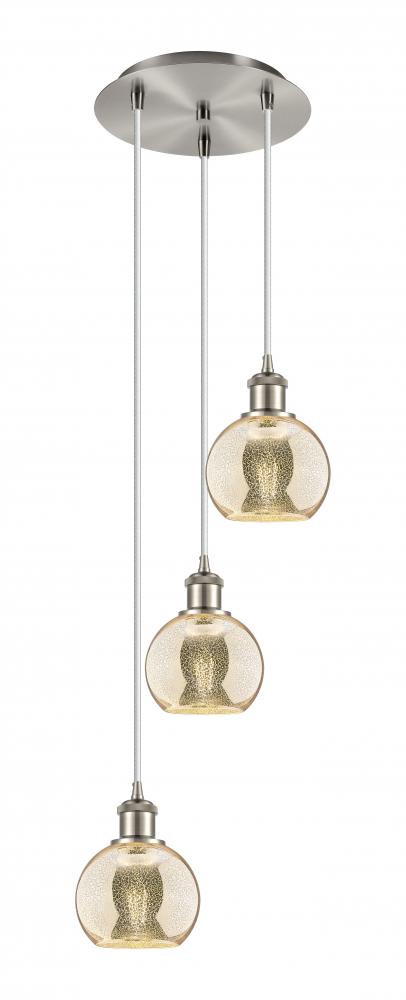 Athens - 3 Light - 12 inch - Brushed Satin Nickel - Cord Hung - Multi Pendant
