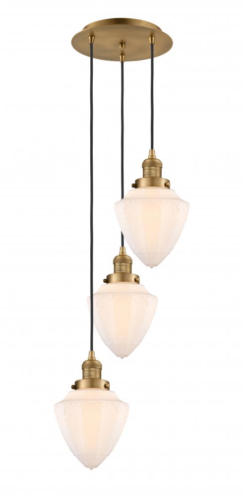 Bullet - 3 Light - 14 inch - Brushed Brass - Cord hung - Multi Pendant