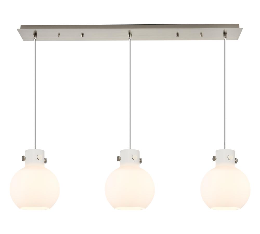 Newton Sphere - 3 Light - 40 inch - Brushed Satin Nickel - Cord hung - Linear Pendant