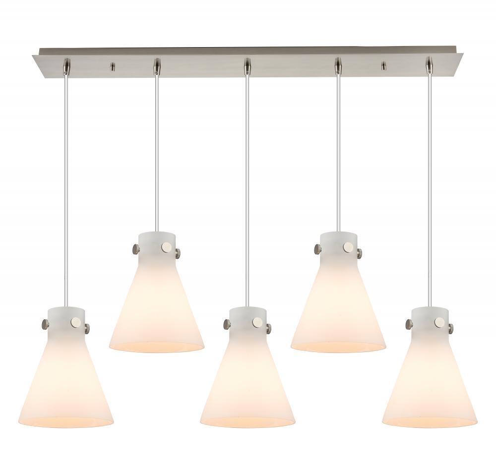 Newton Cone - 5 Light - 40 inch - Brushed Satin Nickel - Linear Pendant