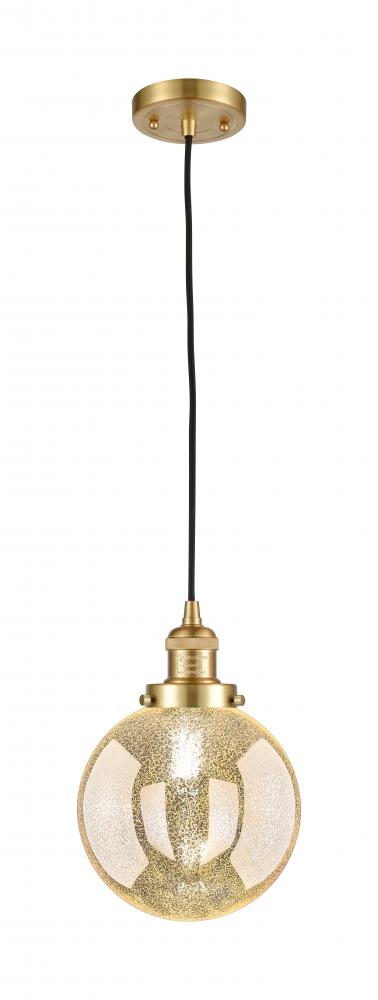 Beacon - 1 Light - 8 inch - Satin Gold - Cord hung - Mini Pendant