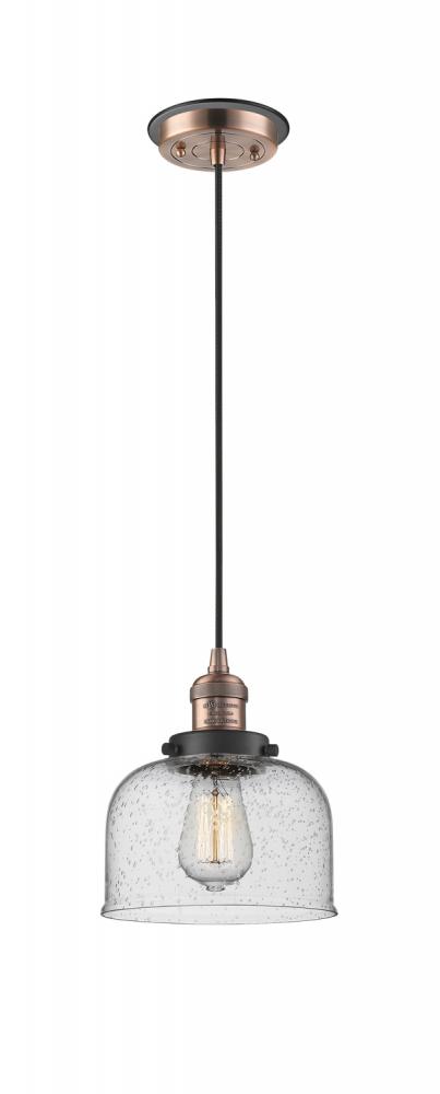 Bell - 1 Light - 8 inch - Antique Copper - Cord hung - Mini Pendant