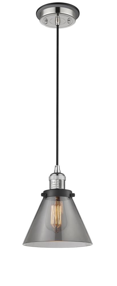 Cone - 1 Light - 8 inch - Polished Nickel - Cord hung - Mini Pendant