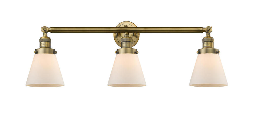 Cone - 3 Light - 30 inch - Brushed Brass - Bath Vanity Light