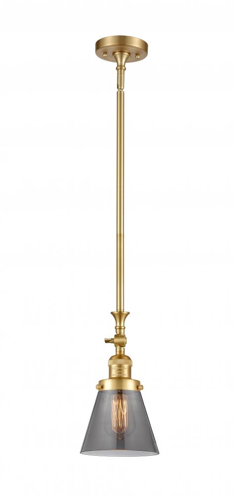 Cone - 1 Light - 6 inch - Satin Gold - Stem Hung - Mini Pendant