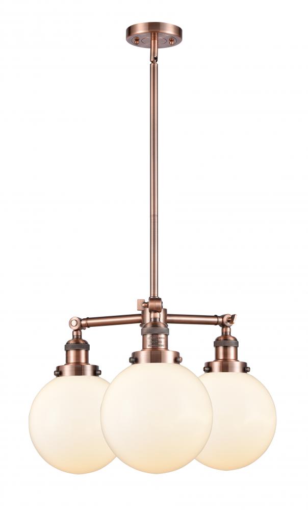 Beacon - 3 Light - 22 inch - Antique Copper - Stem Hung - Chandelier