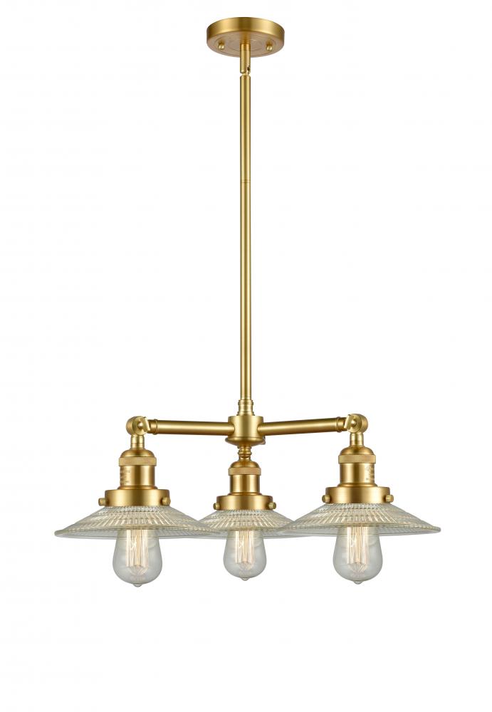 Halophane - 3 Light - 22 inch - Satin Gold - Stem Hung - Chandelier