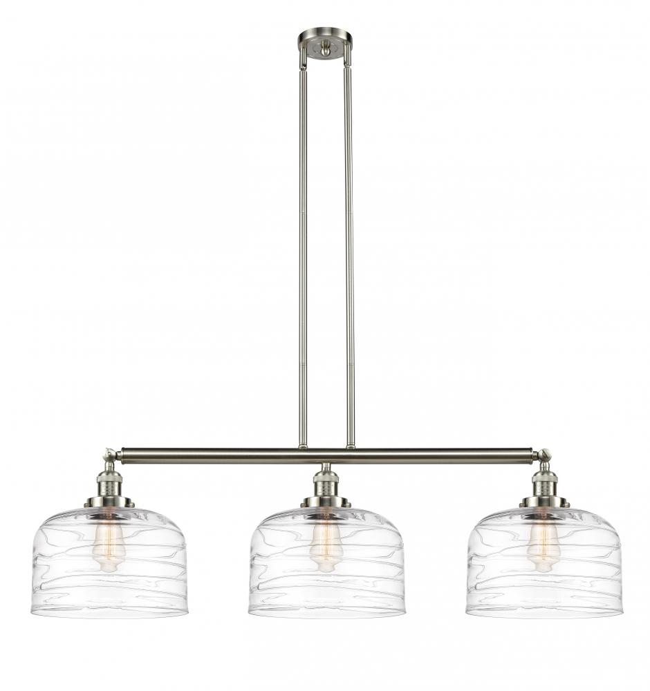 Bell - 3 Light - 42 inch - Brushed Satin Nickel - Stem Hung - Island Light