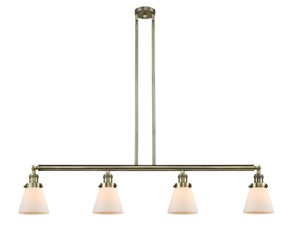 Cone - 4 Light - 51 inch - Antique Brass - Stem Hung - Island Light