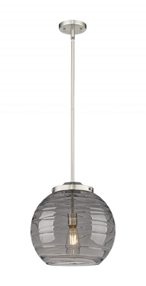 Athens Deco Swirl - 1 Light - 14 inch - Brushed Satin Nickel - Stem Hung - Pendant