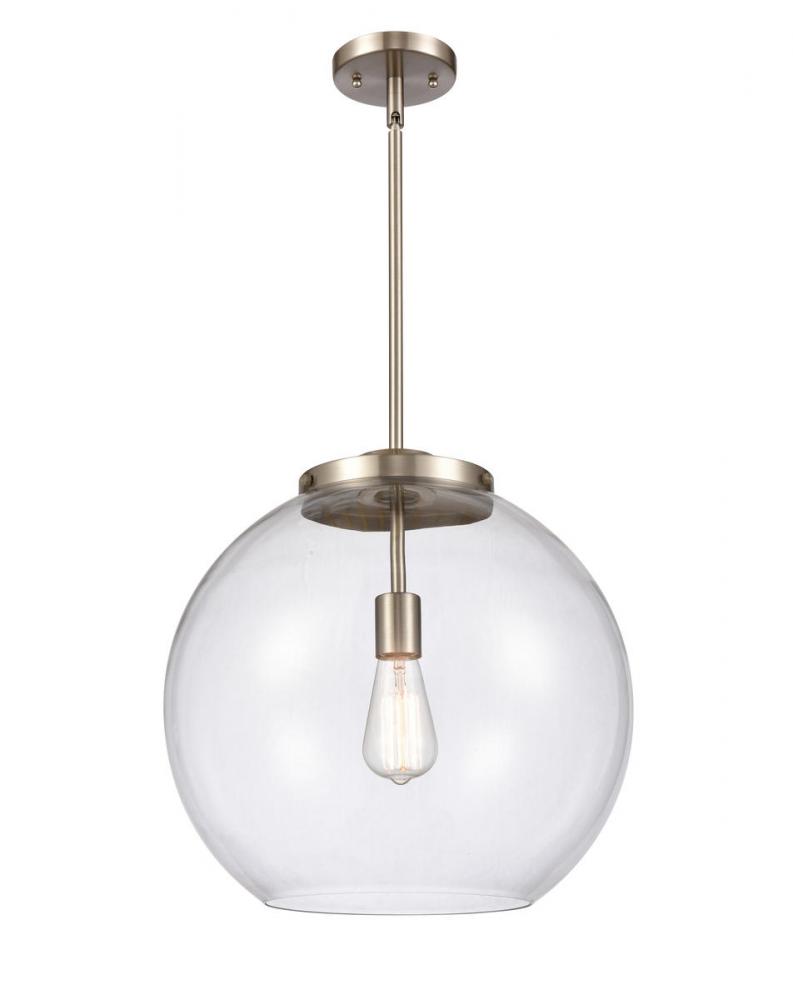 Athens - 1 Light - 16 inch - Brushed Satin Nickel - Stem Hung - Pendant