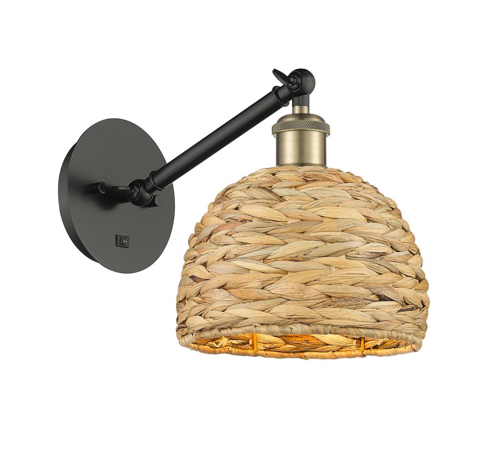 Woven Rattan - 1 Light - 8 inch - Black Antique Brass - Sconce