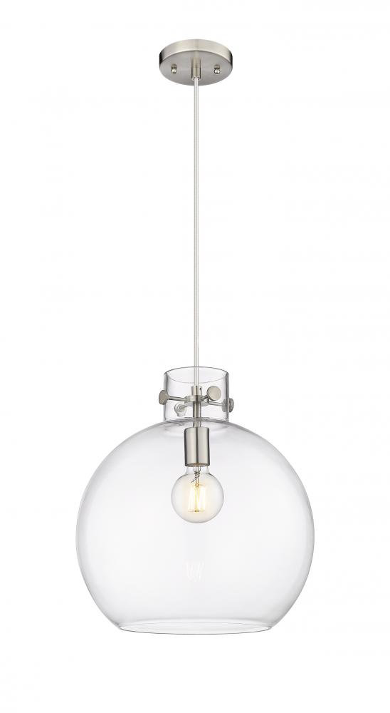 Newton Sphere - 1 Light - 14 inch - Satin Nickel - Cord hung - Pendant