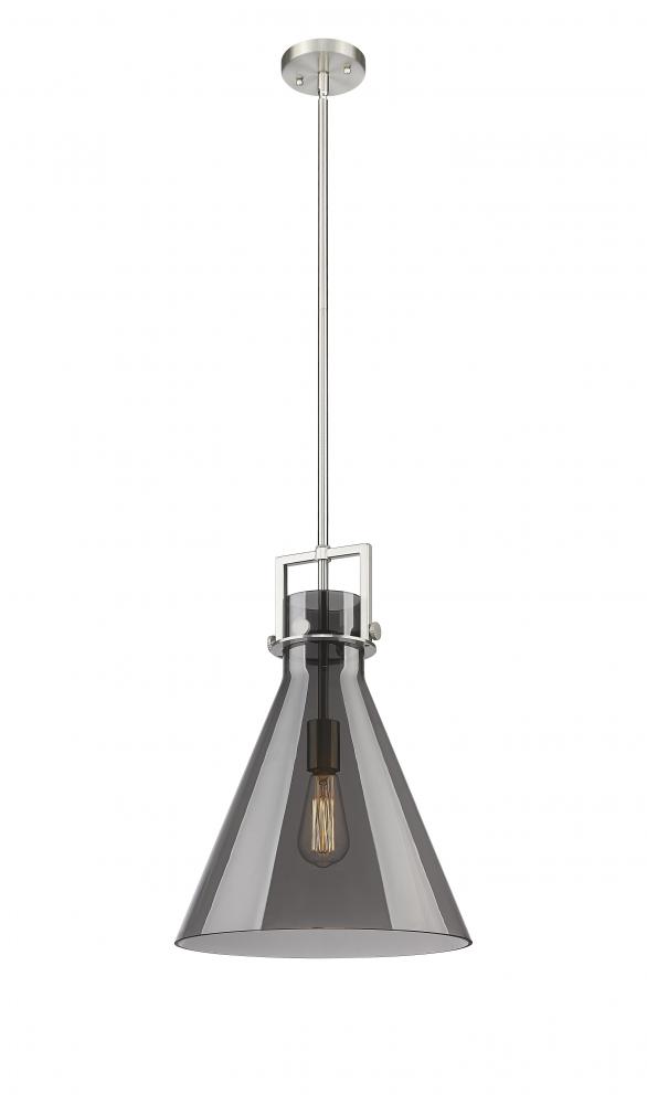 Newton Cone - 1 Light - 14 inch - Brushed Satin Nickel - Cord hung - Pendant